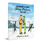 Art mural personnalisé sur toile de ski pour les couples, les amateurs de ski - Skiing Partners for Life
